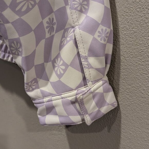 NWT- ASOS * Printed Faux Leather Bomber Jacket in Lilac * Size 12 - Picture 9 of 13